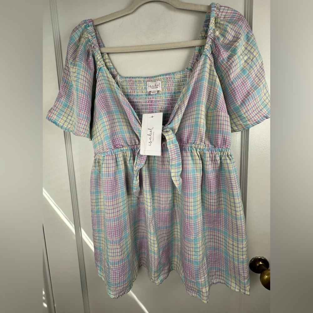 Isabel Pastel Plaid Maternity Blouse